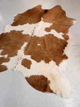 Brown and White Cowhide Rug, hide #191, 191 x 213cm