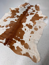 Brown and White Cowhide Rug, hide #220, 192 x 205cm
