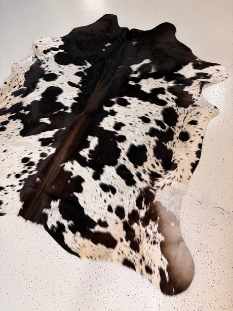 Salt and Pepper Black Cowhide Rug, hide #239, 174 x 191cm