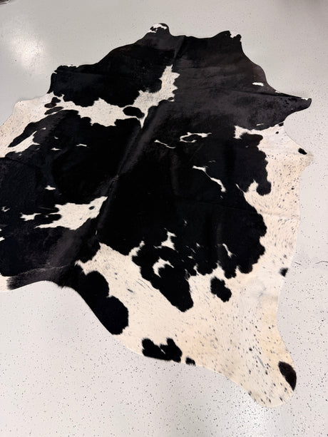 Black and White Cowhide Rug, hide #328, 203 x 217cm