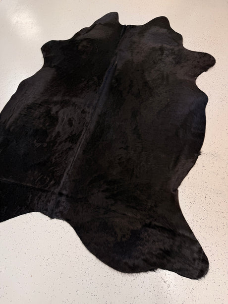 Black Cowhide Rug, hide #005, 190 x 221cm