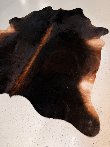 Black Cowhide Rug, hide #021, 213 x 233cm