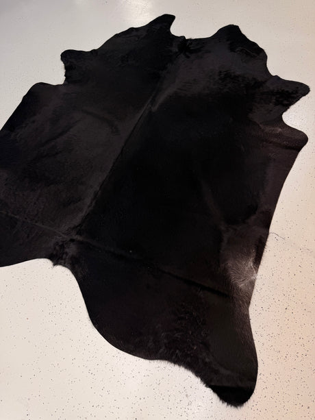 Black Cowhide Rug, hide #025, 193 x 227cm