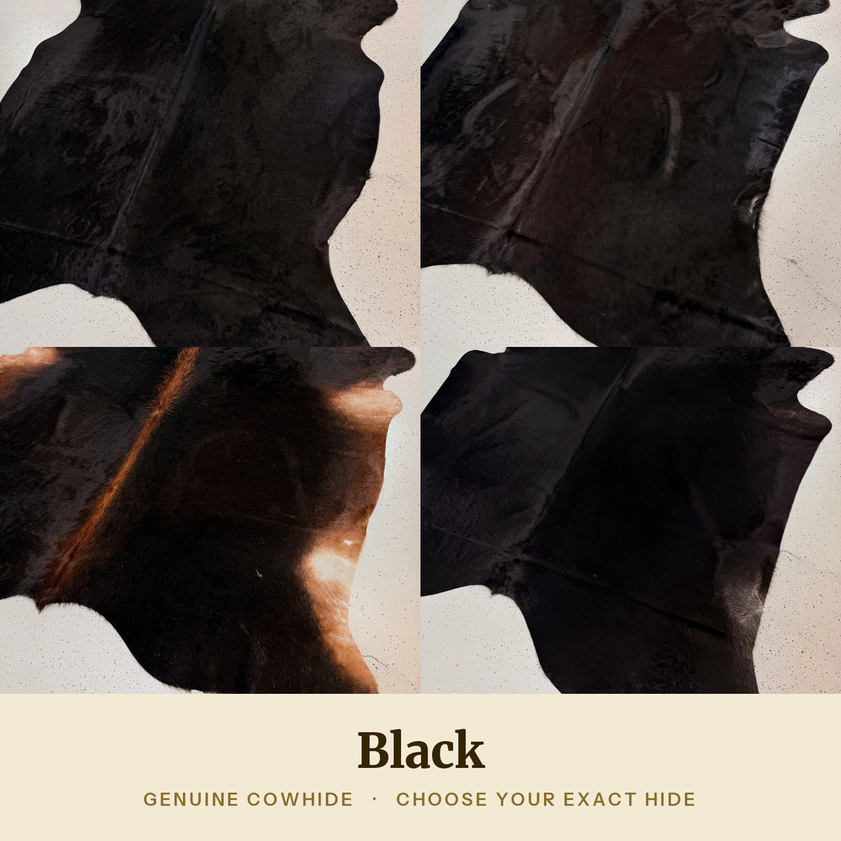 Black Cowhide Rug - choose your exact hide