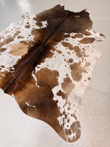 Brown and White Cowhide Rug, hide #149, 203 x 220cm