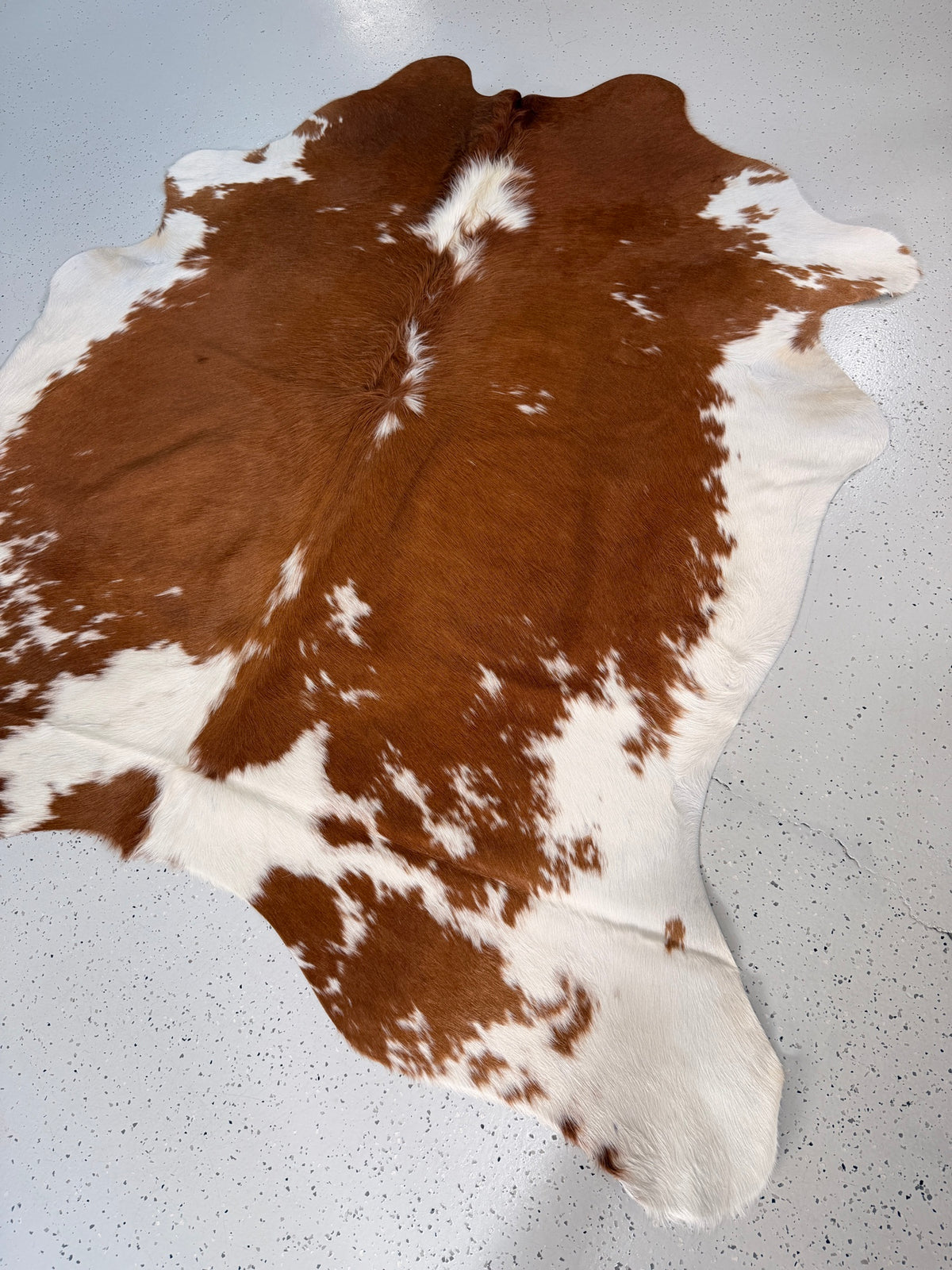 Brown and White Cowhide Rug, hide #154, 180 x 194cm