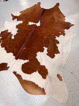 Brown and White Cowhide Rug, hide #199, 207 x 243cm