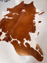 Brown and White Cowhide Rug, hide #200, 236 x 250cm