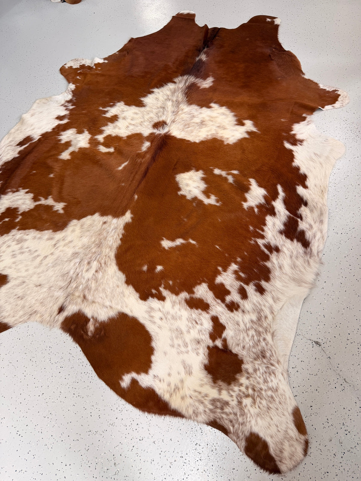 Brown and White Cowhide Rug, hide #321, 210 x 248cm