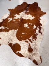 Brown and White Cowhide Rug, hide #321, 210 x 248cm