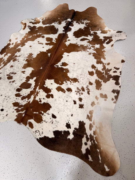 Salt and Pepper Brown Cowhide Rug, hide #409, 191 x 215cm