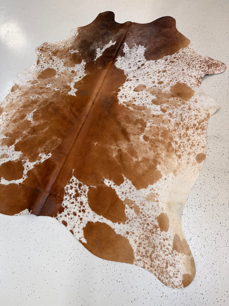 Salt and Pepper Brown Cowhide Rug, hide #437, 190 x 216cm