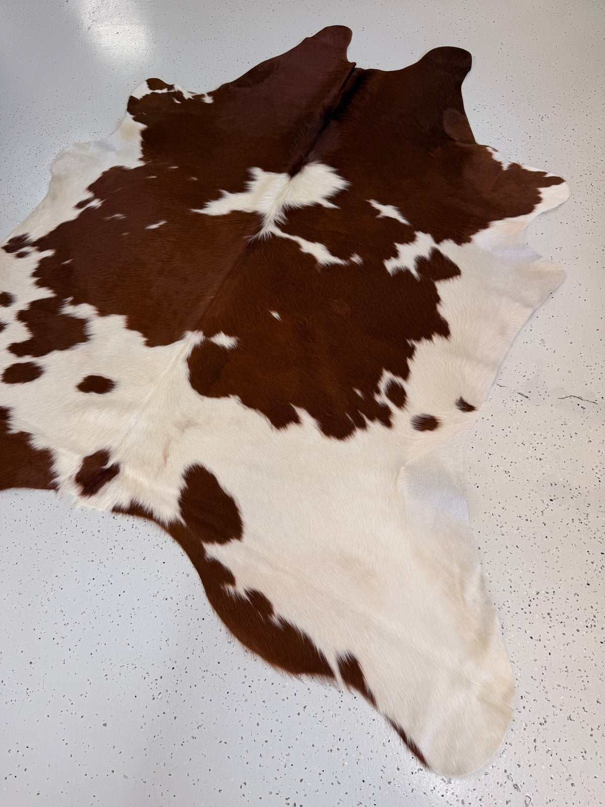 Brown and White Cowhide Rug, hide #58, 190 x 190cm