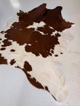 Brown and White Cowhide Rug, hide #58, 190 x 190cm