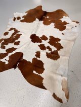 Brown and White Cowhide Rug, hide #62, 178 x 185cm