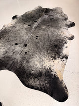 Salt and Pepper Black Cowhide Rug, hide #435, 222 x 252cm