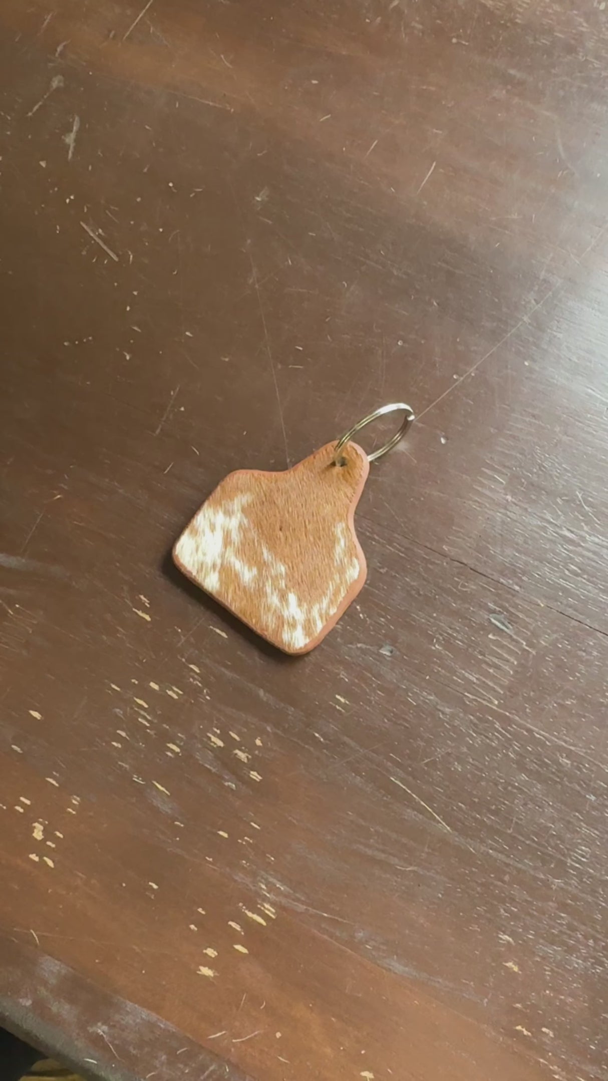 Standard Cowhide Cattle Tag Keychain