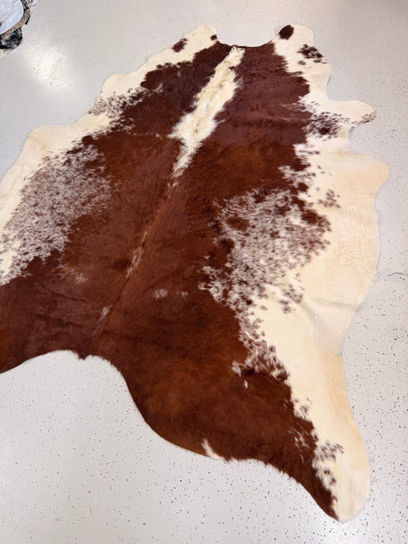 Salt and Pepper Brown Cowhide Rug, hide #442, 203 x 230cm