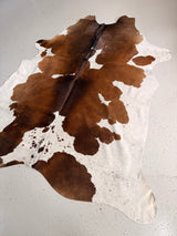 Brown and White Cowhide Rug, hide #636, 196 x 218cm