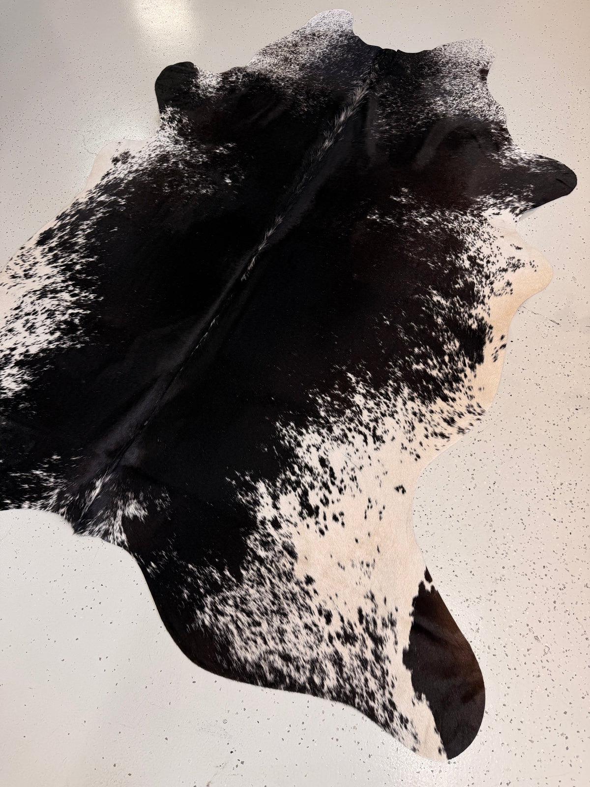 Salt and Pepper Black Cowhide Rug, hide #109, 177 x 217cm