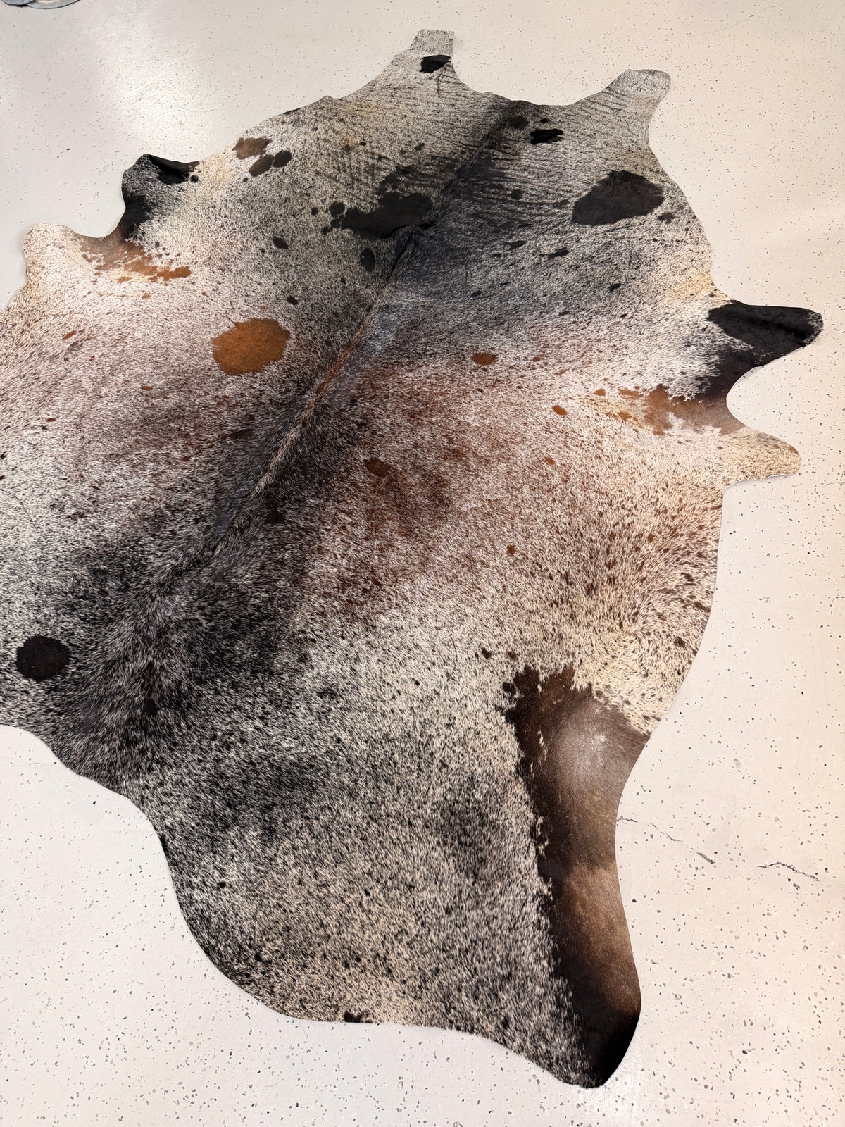 Salt and Pepper Black Cowhide Rug, hide #217, 197 x 230cm