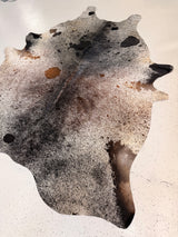 Salt and Pepper Black Cowhide Rug, hide #217, 197 x 230cm