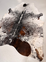 Salt and Pepper Black Cowhide Rug, hide #253, 180 x 208cm
