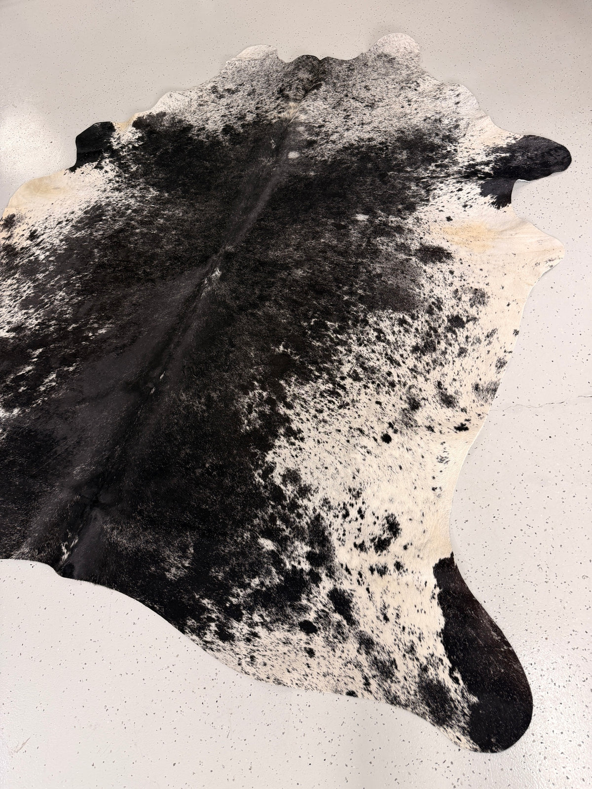 Salt and Pepper Black Cowhide Rug, hide #282, 220 x 236cm