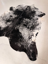 Salt and Pepper Black Cowhide Rug, hide #463, 217 x 225cm
