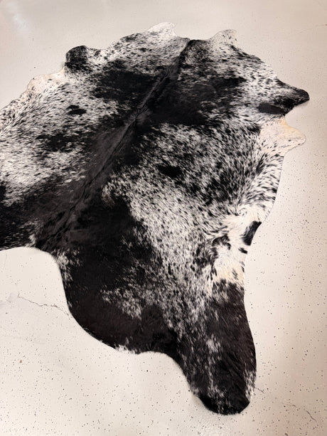 Salt and Pepper Black Cowhide Rug, hide #463, 217 x 225cm