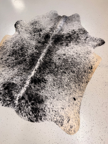 Salt and Pepper Black Cowhide Rug, hide #68, 139 x 170cm