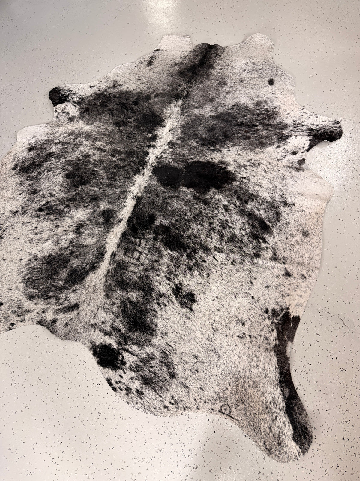 Salt and Pepper Black Cowhide Rug, hide #78, 174 x 206cm
