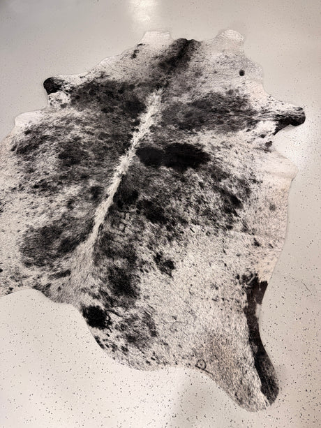 Salt and Pepper Black Cowhide Rug, hide #78, 174 x 206cm