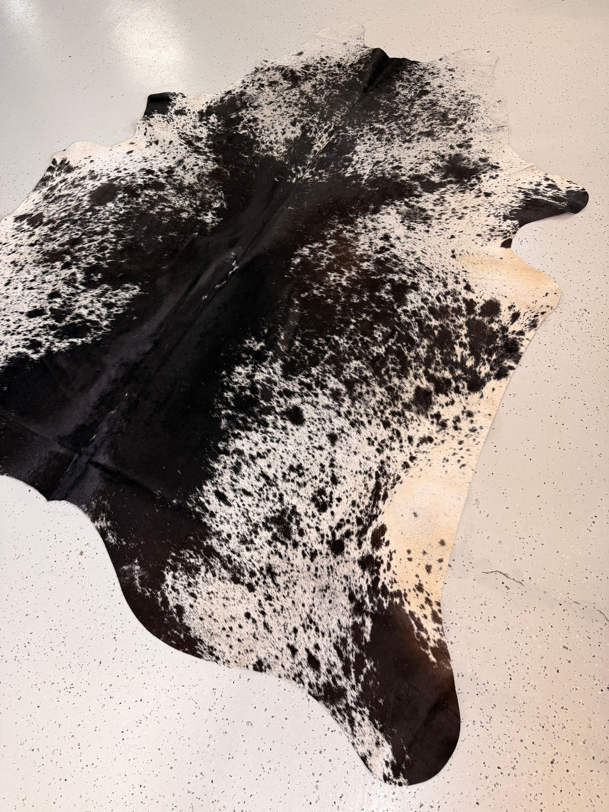 Salt and Pepper Black Cowhide Rug, hide #853, 198 x 220cm