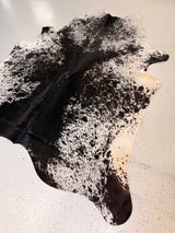 Salt and Pepper Black Cowhide Rug, hide #853, 198 x 220cm