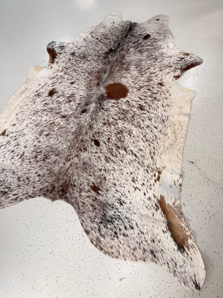 Salt and Pepper Brown Cowhide Rug, hide #144, 193 x 213cm