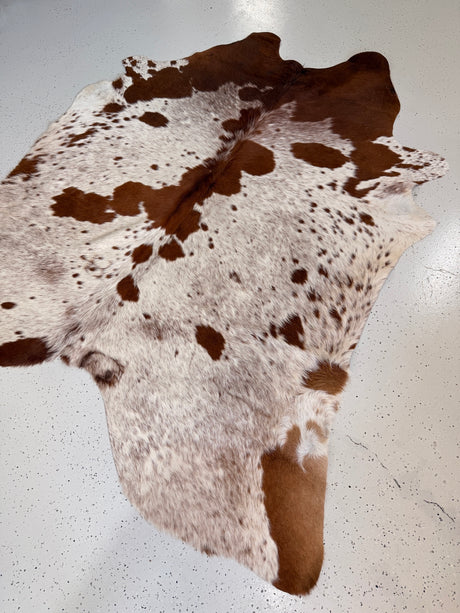Salt and Pepper Brown Cowhide Rug, hide #243, 176 x 211cm