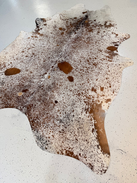 Salt and Pepper Brown Cowhide Rug, hide #250, 203 x 233cm