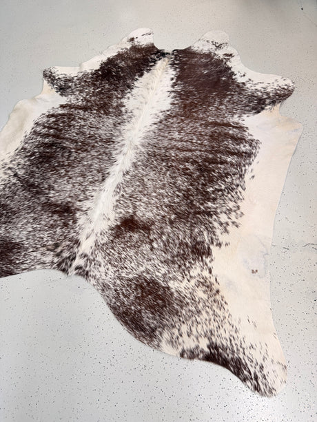 Salt and Pepper Brown Cowhide Rug, hide #306, 205 x 213cm