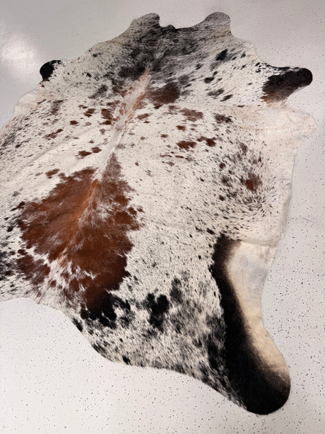 Salt and Pepper Brown Cowhide Rug, hide #332, 210 x 221cm