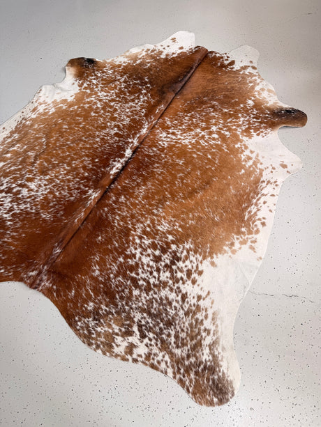 Salt and Pepper Brown Cowhide Rug, hide #384, 190 x 223cm