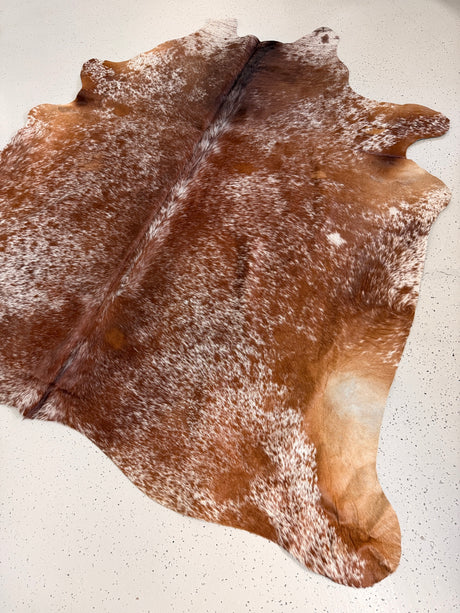 Salt and Pepper Brown Cowhide Rug, hide #388, 210 x 217cm