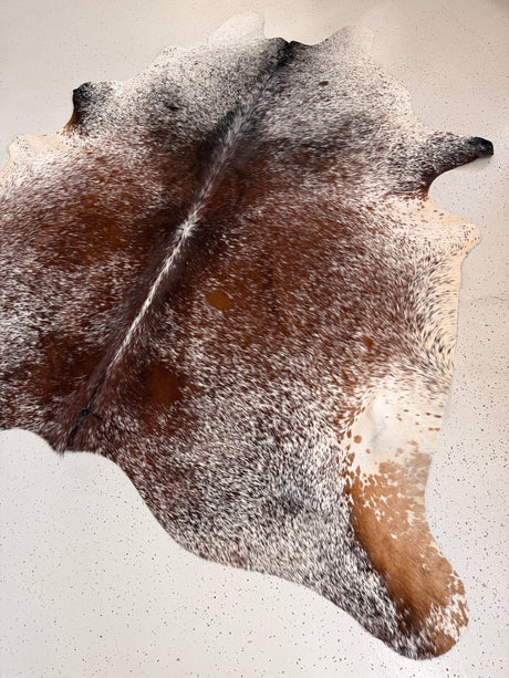 Salt and Pepper Brown Cowhide Rug, hide #389, 213 x 220cm