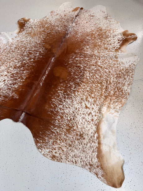 Salt and Pepper Brown Cowhide Rug, hide #390, 213 x 224cm