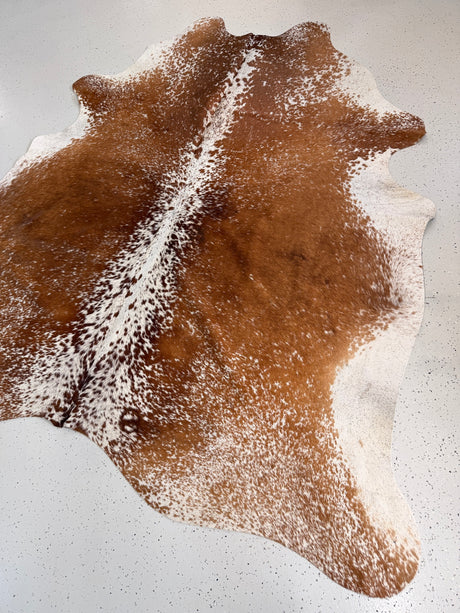 Salt and Pepper Brown Cowhide Rug, hide #396, 206 x 224cm
