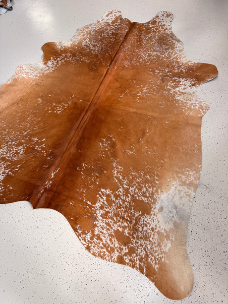 Salt and Pepper Brown Cowhide Rug, hide #421, 197 x 225cm