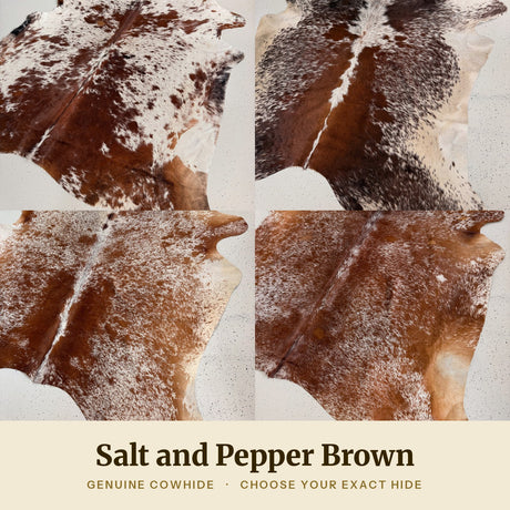 Salt and Pepper Brown Cowhide Rug - choose your exact hide