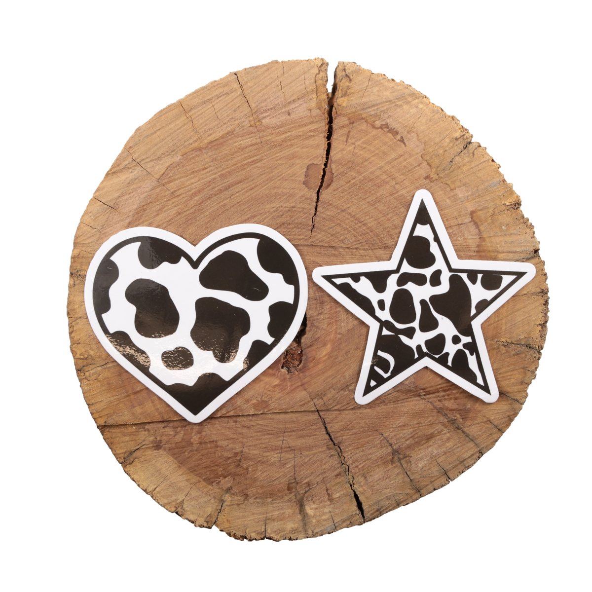 Cow Print Star and Heart Sticker
