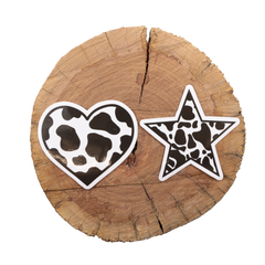 Cow Print Star and Heart Sticker
