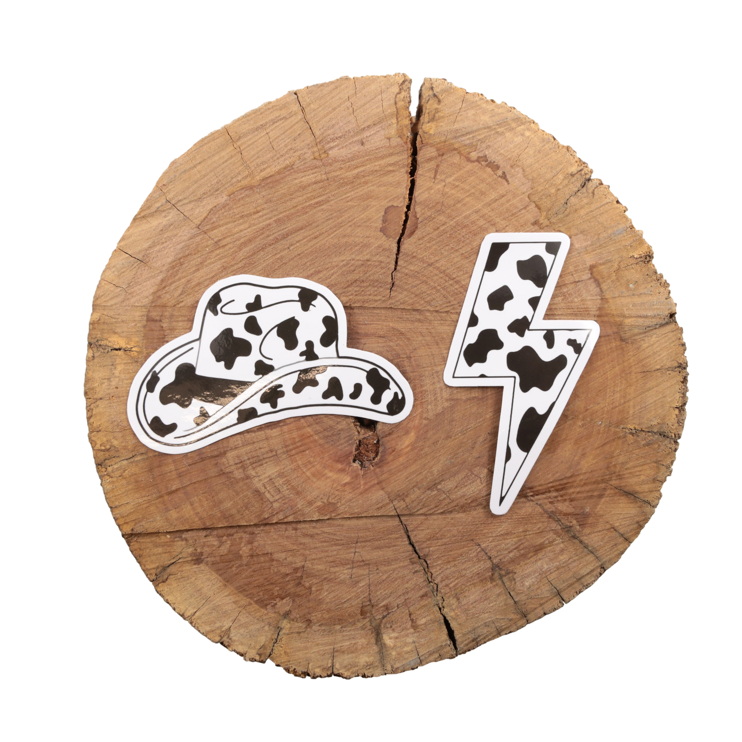 Cow Print Lighting Bolt and Hat Sticker